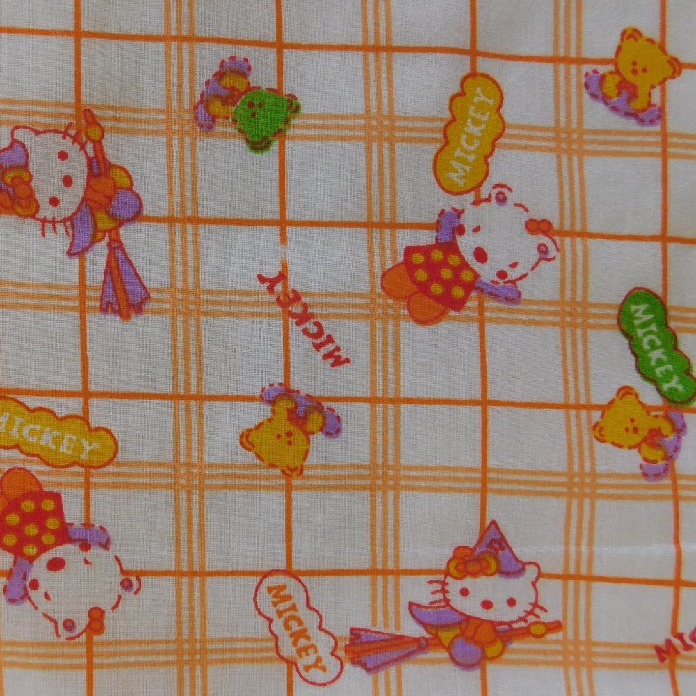 Hello Kitty Halloween witch graphic collectible kawaii novelty plaid fabric 2 yd - Picture 2 of 16
